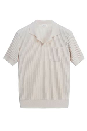 Polo a coste in puro cotone beige ROBERTO COLLINA | 261MYA1312403